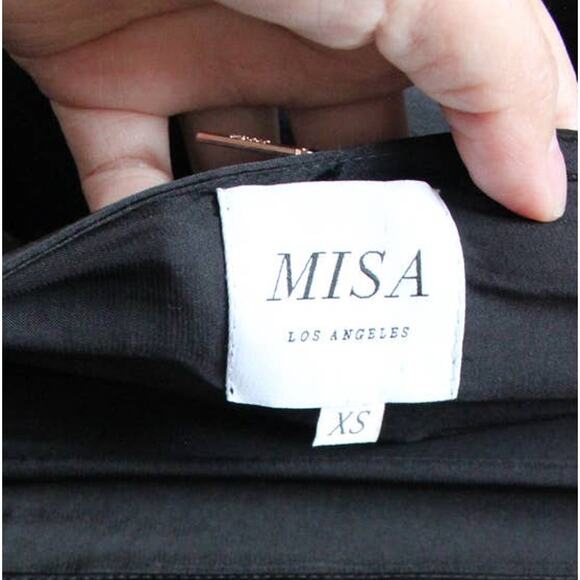 Misa LA Black Byanca Satin Kimono Bow Cold Shoulder Wide Leg Jumpsuit Size XS - Picture 6 of 6